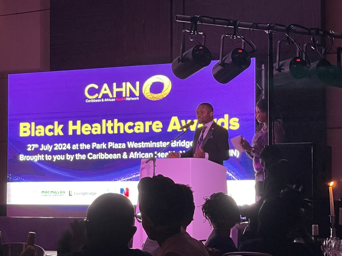 Thankyou to CAHN for a memorable evening of acknowledgement &amp; celebration at the Black Healthcare awards. Congratulations to all award winners for the incredible work you do: midwives, nurses, doctors, pharmacists, scientists. Humbled, but proud to give the Dunkley-Bent award
