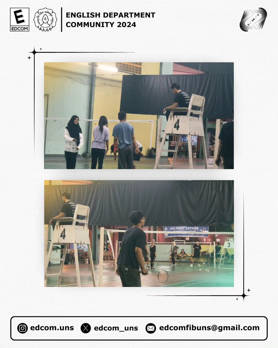 [Press Release]

Sasing Sehat

On 6th June 2024, the Art Division of EDCOM held an event called "Sasing Sehat". This event was a fun and active way for English Department students of UNS to bond through badminton practice and friendly matches!