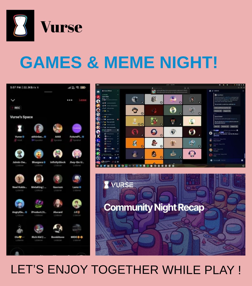JaiminP_20's tweet photo. 𝐓𝐡𝐞 𝐕𝐮𝐫𝐬𝐞 𝐂𝐨𝐦𝐦𝐮𝐧𝐢𝐭𝐲 𝐢𝐬 𝐅𝐈𝐑𝐄!
The Discord vibes are always high, with game nights every Thursday and funny meme nights. The community’s support is incredible, making every interaction and event even more enjoyable. #Vurse #GameNight #MemeNight (5/10) https://t.co/VpREiWU1Gk