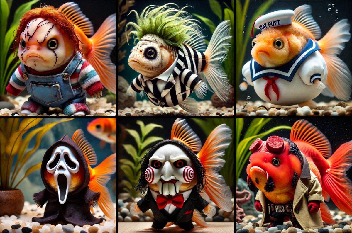 agoldfishonbase's tweet photo. @agoldfishonbase can take on many faces. Which one is your favorite!? Let us know below. #ChuckyFish #BeetleFish #PuftFish #ScreamFish #SawFish #HellFish https://t.co/UtAuZxkGcz