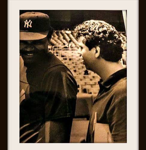Sportswriter Mike Geffner with <a href="/OmarMoreno79/">Omar Renan Moreno Q</a> in 1983