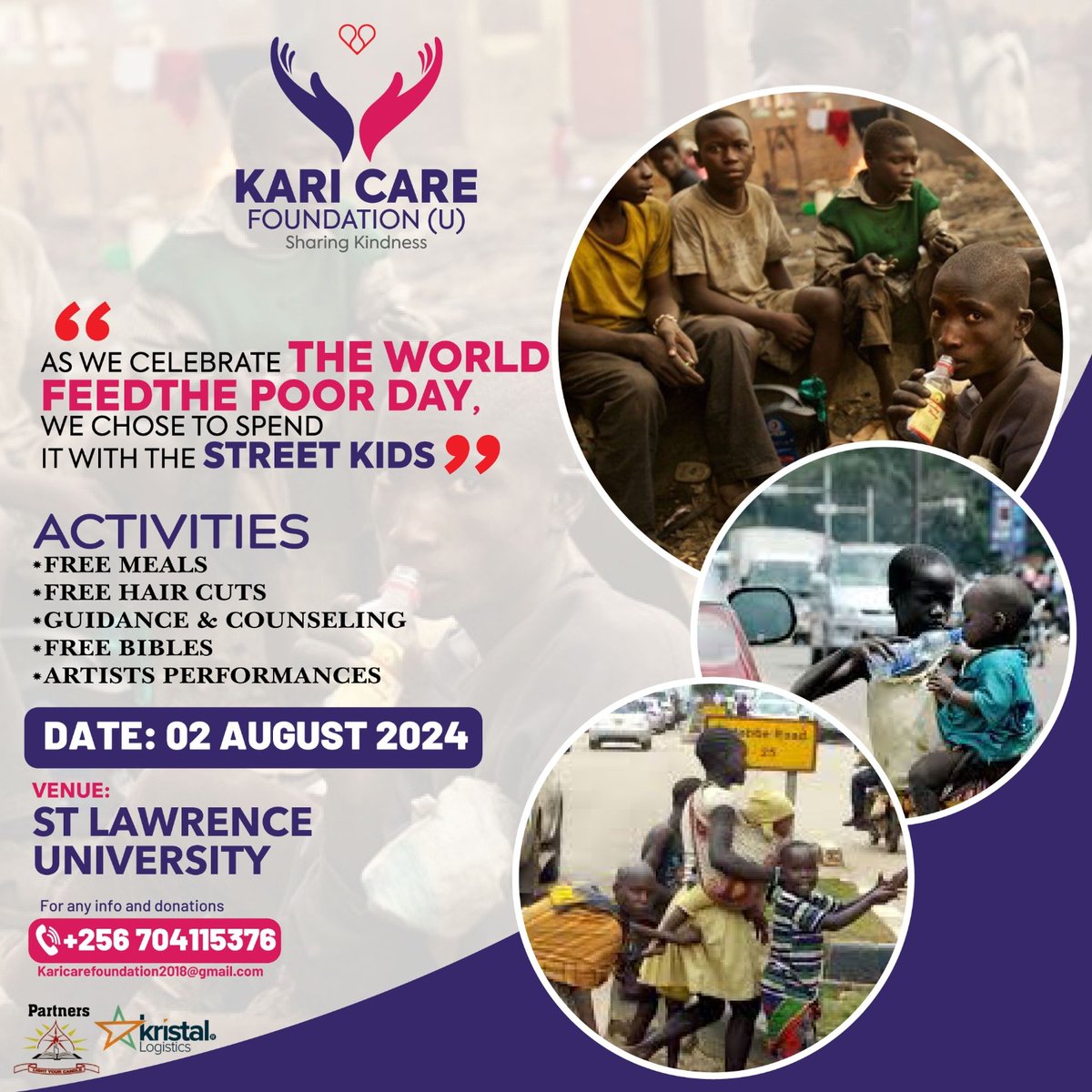 "Jesus said to her, first let the children eat all they want. It's not right to take the children's food and  throw it to the dogs"
Mark 7: 27

#Worldfeedthepoorday 
#2ndAugust 
#Stlawrenceuniversity 
#streetchildren