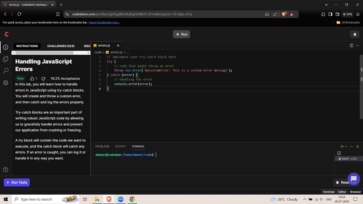 rohan_sh0808's tweet image. 🎉 Day 47 of the JavaScript Challenge by @codedamn
got Completed!
💪Started strong with the basics and feeling pumped for what's ahead. Bring on the next challenge!
📌GitHub: github.com/RohanShrivasta…
#javascript #codedamn #codingprogress #dailychallenge