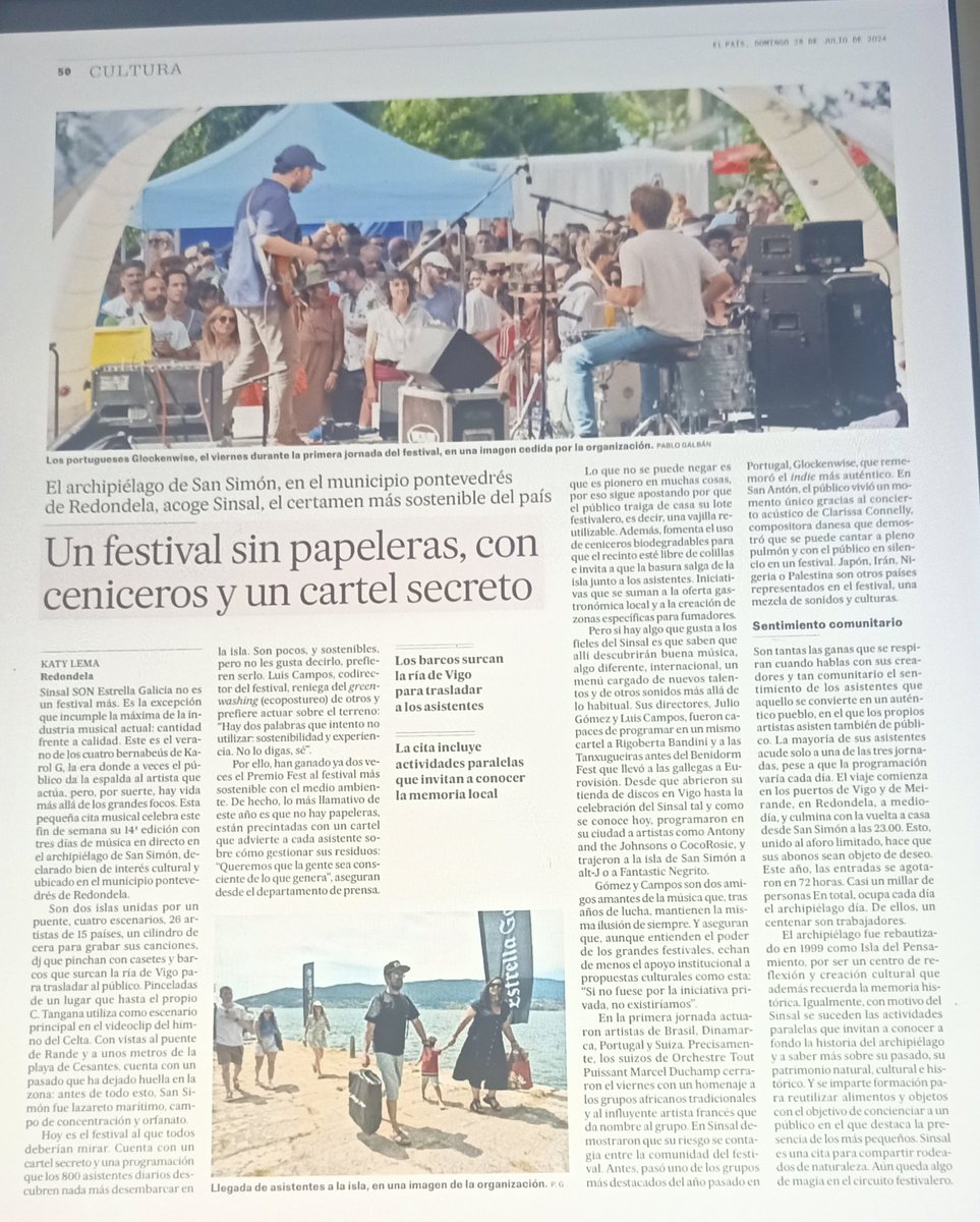 "Hay dos palabras que intento no utilizar: sostenibilidad y experiencia. No lo digas, sé" Luis Campos, codirector del Festival SinSal.

Artículo de <a href="/KatyLema/">Katy Lema 🏳️‍🌈</a> en <a href="/el_pais/">EL PAÍS</a> 

<a href="/Sinsalaudio/">Festival Sinsal</a> <a href="/SON_EG/">SON Estrella Galicia</a>