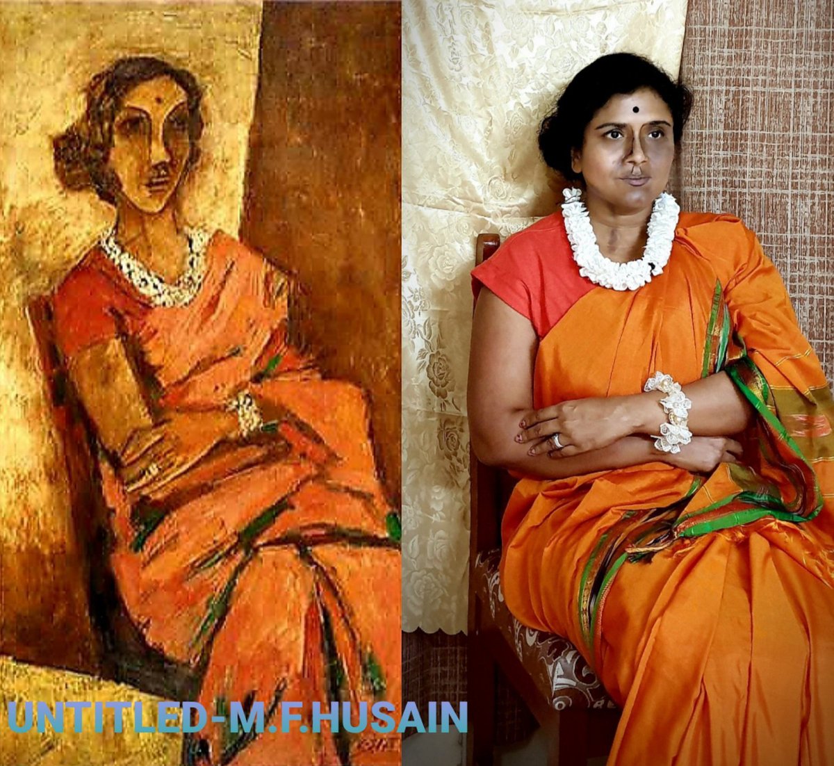 <a href="/DrPyaricetamoI/">Dr SareeDon</a> I did an MF recreation for the #GettyMuseumChallenge with the same Saree !