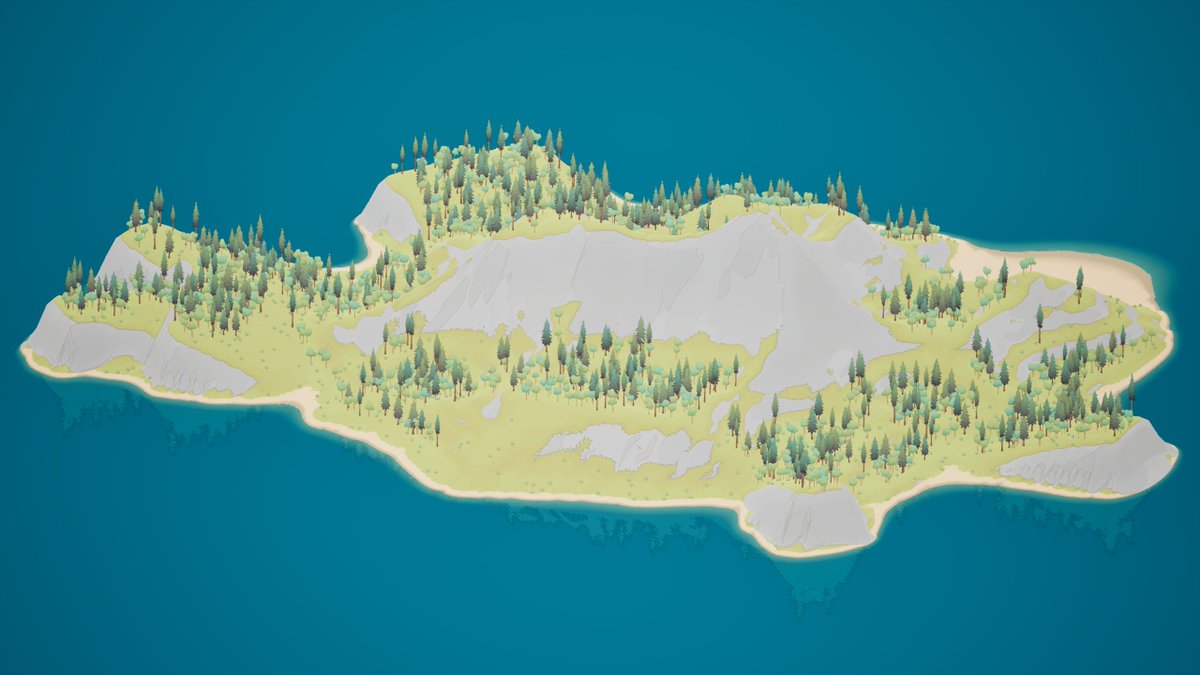 hippowombat's tweet image. Added more cliff contour lines and a starter beach area. #UE5 #procgen