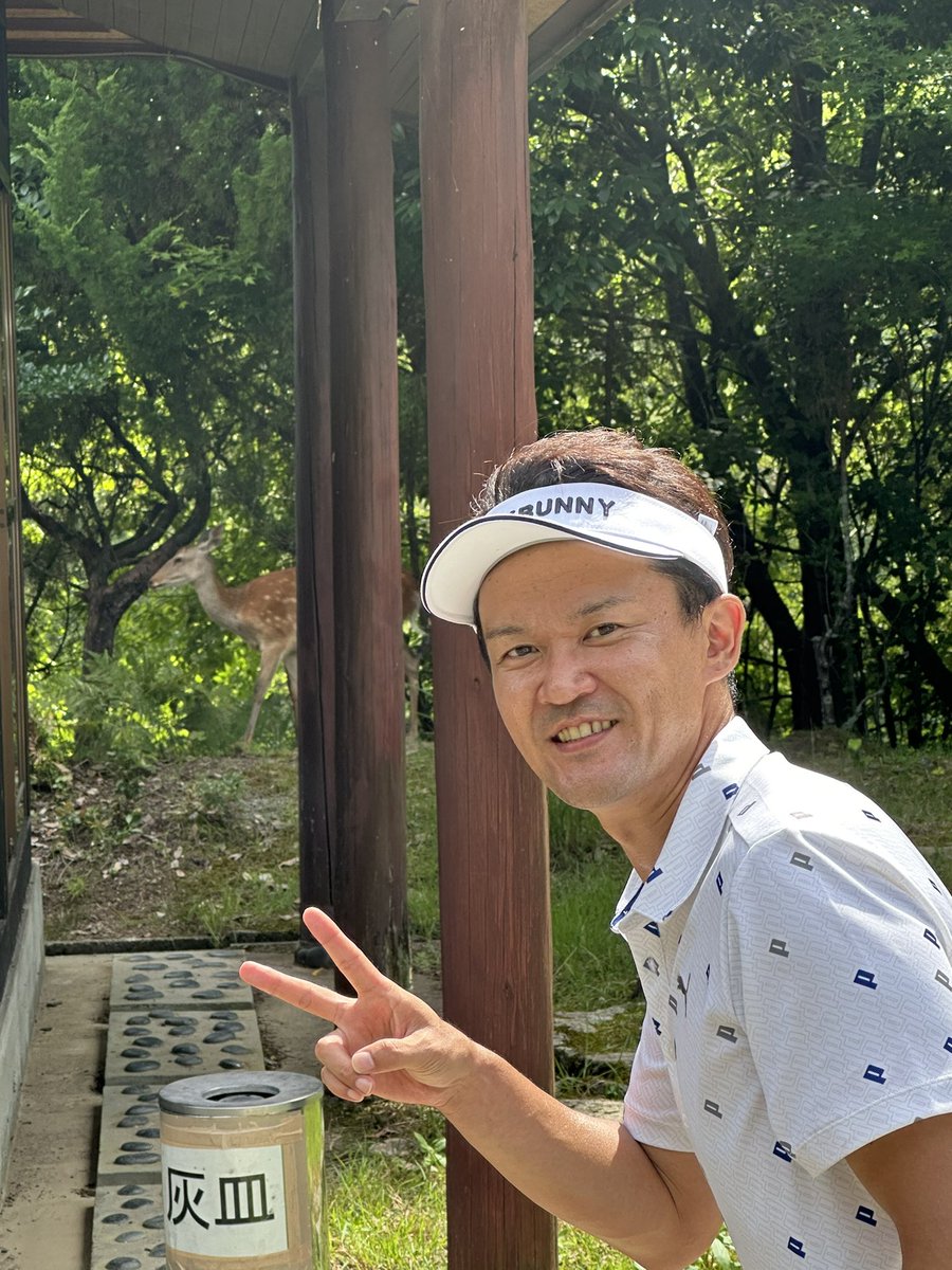 hide415415's tweet photo. 本日のゴルフ。
暑すぎてお茶屋��ろうと思ったら🦌も来てました。
#篠山ゴルフクラブ https://t.co/RaYdnNC2fC