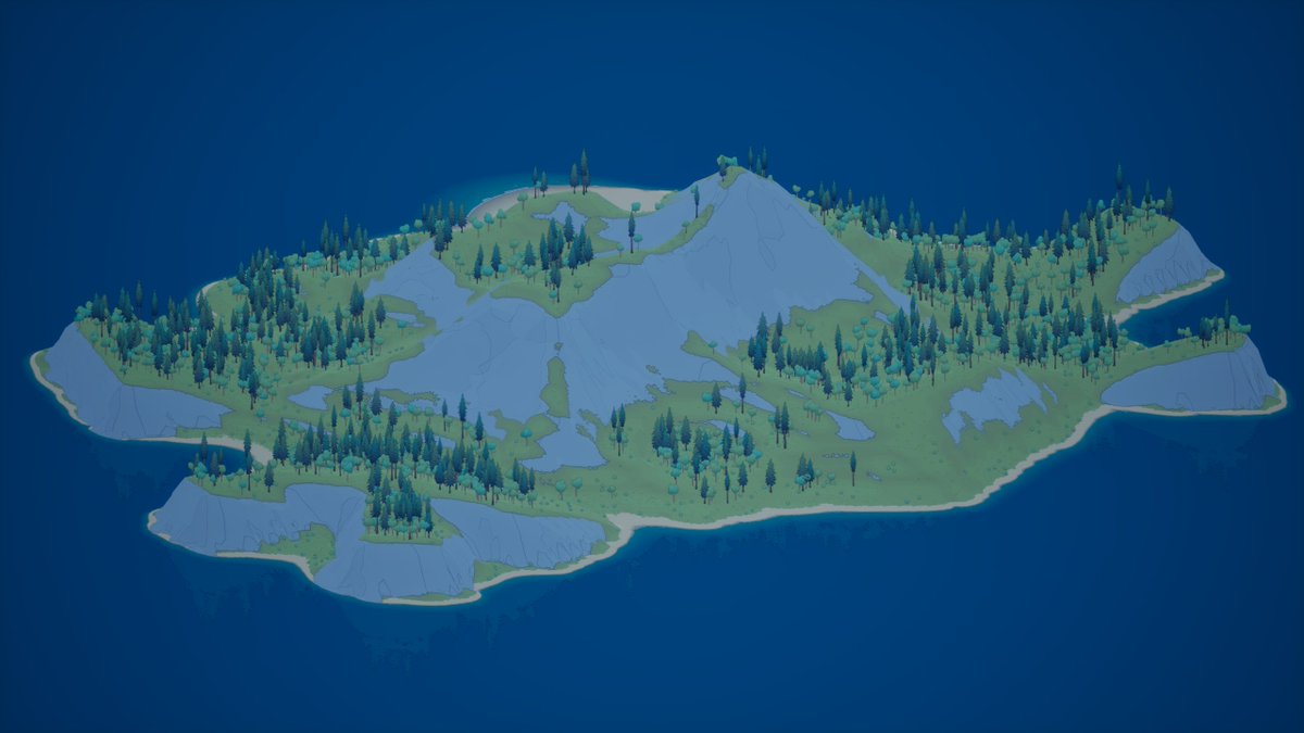 hippowombat's tweet image. Added more cliff contour lines and a starter beach area. #UE5 #procgen