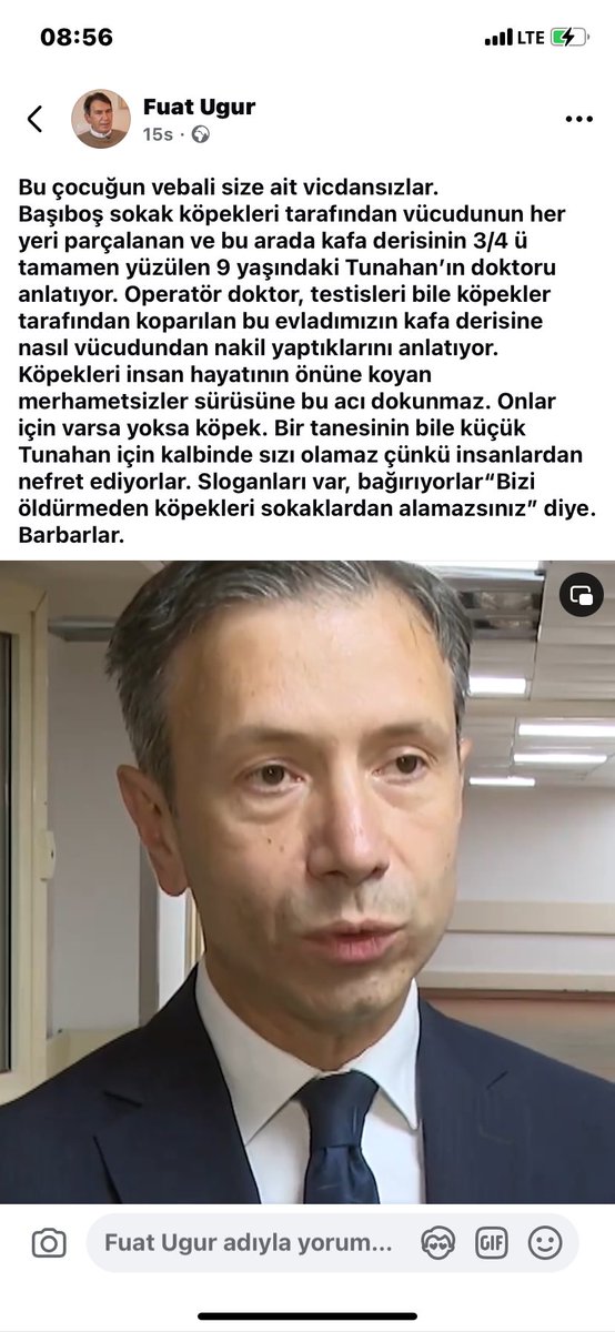 FUATUGUR's tweet photo. MİZANTROPİ kavramından sık sık bahsediyorum.
İnsanlardan nefret etmek, insanları sevmemek ve onlara güvenmemek anlamına gelen ruh hastalığı hali.
Bu kişiler kendilerindeki patolojik durumu inkar ederler biliyorsunuz. 
SİZE BİR ÖRNEK VERECEĞİM.
Sokak köpeklerince parçalanan 9 yaşındaki evladımız Tunahan Yılmaz���a mikro cerrahi ve estetik yöntemlerle nasıl tamamen kopan baş derisi için deri nakli yapıldığını anlatan doktorun konuşmasını paylaşmıştım Facebook’ta. Altına yorum yazarak benim “ruh sağlığım” hakkında engin fikirlerini (!) beyan eden BENGÜ KURTOĞLU adlı kadını size tanıtmak istiyorum şimdi. Tam bir MİZANTROPİST örneği.
Diyor ki:
“KÖPEKLER KİMİ ISIRACAKLARINI HİSSEDER”
Nasıl depremde kurtarması gerekeni anlıyorsa ısırması gerektiği insanı da anlıyormuş.”
MİZANTROPİST derken kastettiğim işte bu insanlıkla ilişkisini koparmış karakterler. Onun için onlara köpektapar diyoruz.
Bengü Kurtoğlu adlı bu köpek tapınakçısı klinik vaka diyor ki “KÖPEKLER parçalayarak öldürdükleri yüzlerce çocuğun ÖLDÜRÜLMESİ GEREKTİĞİNİ HİSSETMİŞ, ANLAMIŞ VE ONUN İÇİN ÖLDÜRMÜŞTÜR.”
İnsanlardan nefret edyor çünkü. Köpek öldürmüşse mutlaka sebebi vardır ve sadece vahşi hayvan olduğu için, kolay hedef gördüğü için çocukları parçalayan köpeğin sebebinin “mantıklı ve anlaşılır” olduğu kanaatindedir. 
İşte sokak köpekleri tarafından öldürülen binlerce insanın kanı bu alçakların ellerinde.
Sadece Mizantropist değil aynı zamanda paçoz olan bu şehir kokonalarını tez elden hastaneye tıkmak gerek.