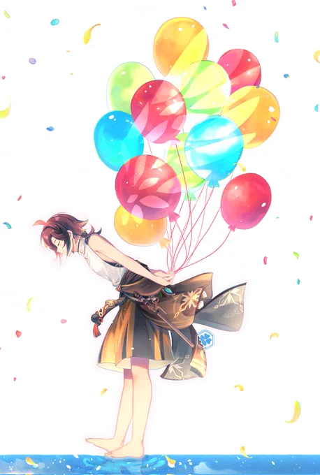 Retouching my Heizou birthday art! I changed the balloon color and added little details~ ⸜(。˃ ᵕ ˂ )⸝ #GenshinImpact #Genshinfanart #ShikanoinHeizou #HoYocreators #鹿野院平蔵生誕祭2024 #鹿野院平蔵誕生祭2024