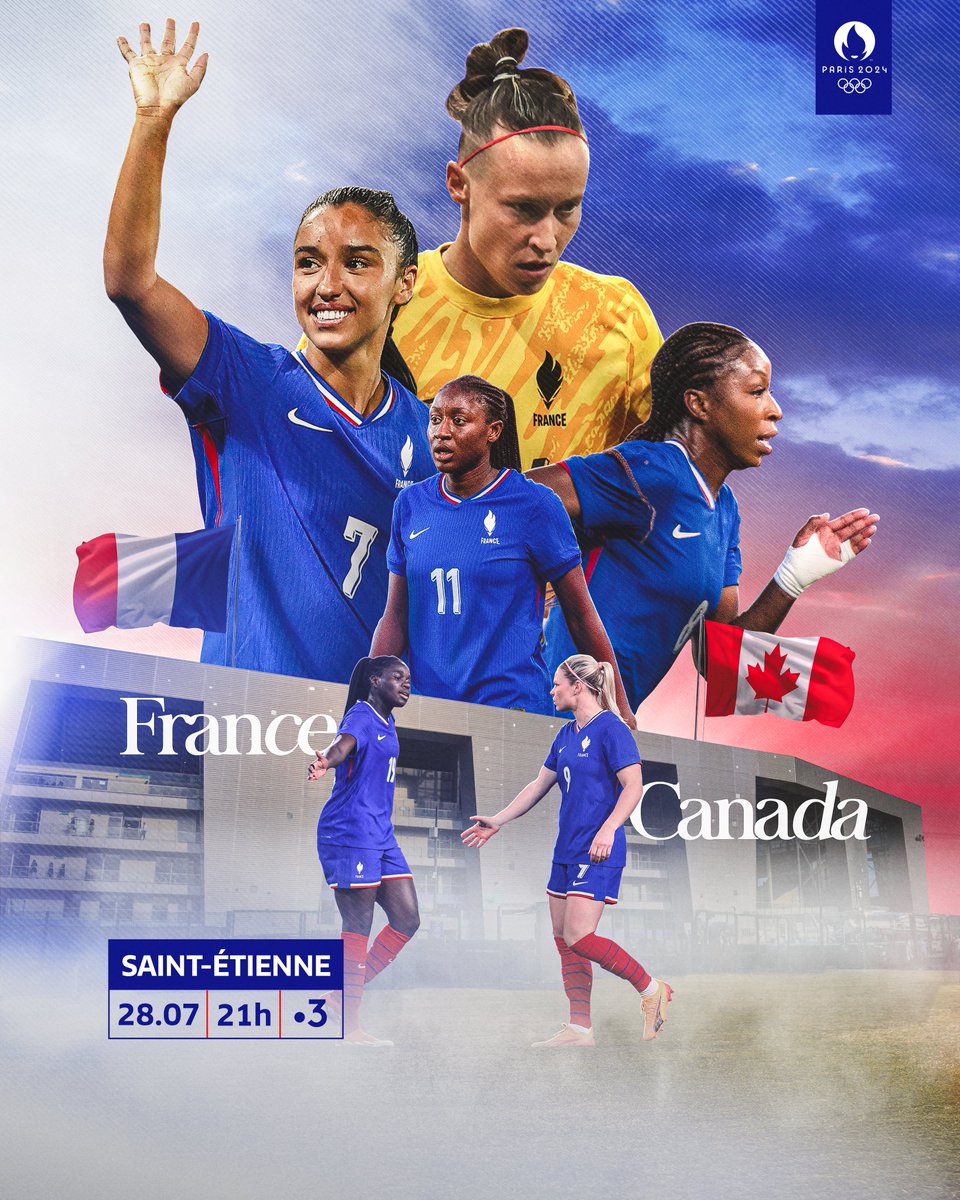 Gagner pour se qualifier en 1/4 des JO 💪
🆚 Canada 🇨🇦
🏟️ Saint-Etienne
⌚️ 21h 
📺 France 3 

#FRACAN | #Paris2024
