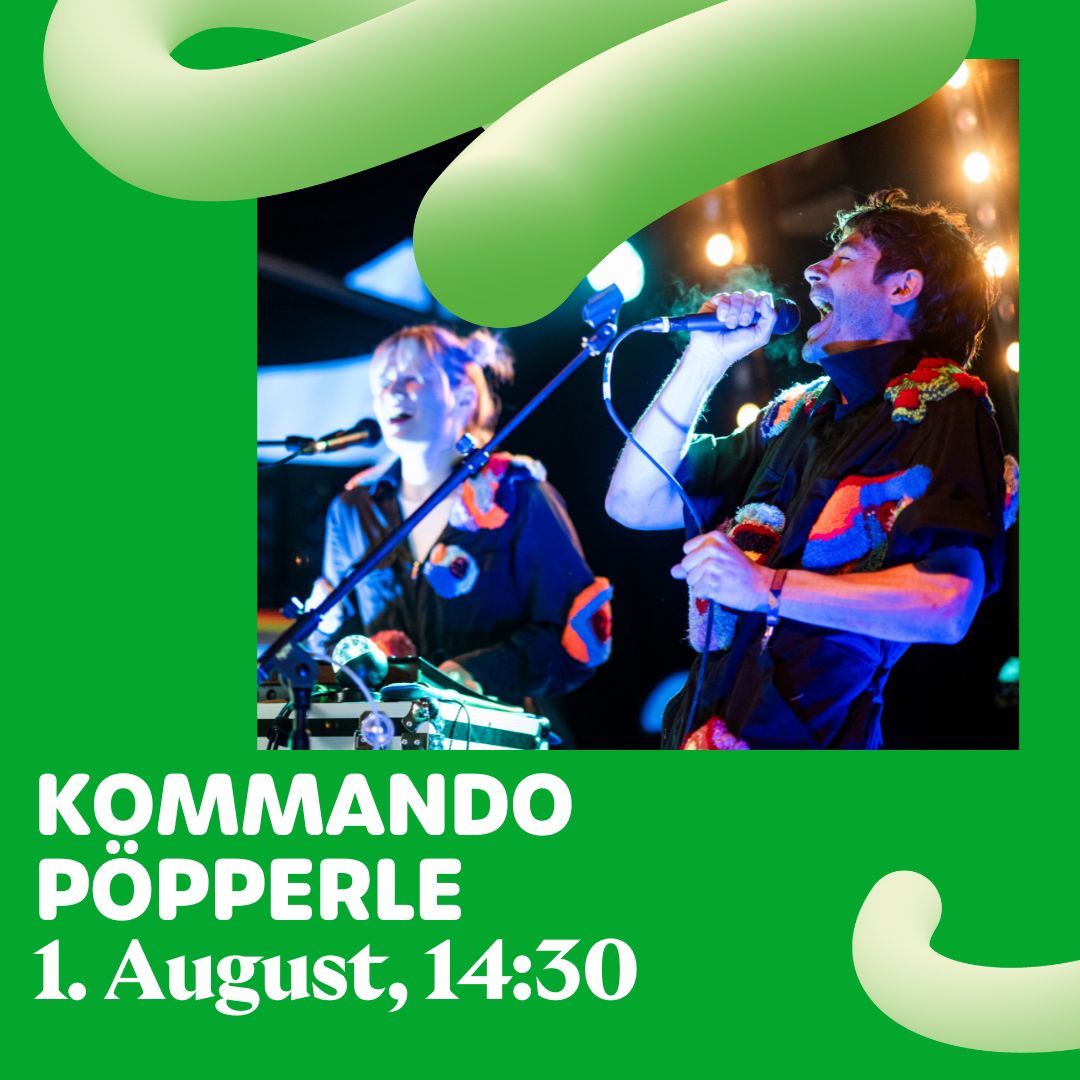 Das Duo Kommando Pöpperle singt von Zuckerwatte, einem Elefanten auf dem Dach oder einer Nase, die davonläuft. Anknüpfen an den Lebenswelten von Kindern, das ist ihr Motto. Mal frech, mal nachdenklich, unverblümt und meistens mit viel Witz: Am Nachmittag vom 1. August.🎈