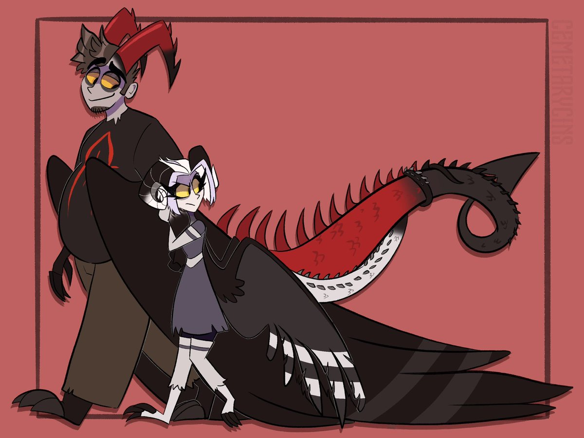 CemetaryCins's tweet photo. Day 2: Fallen Angels 
#GuitarspearWeek ✨

Couldn’t think of a good idea so I gave Lute a dragon demon form to match my dragon sinner Adam design~ 
#HazbinHotel #HazbinHotelFanart https://t.co/yZkPuIJ384