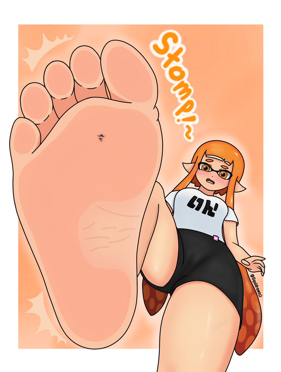 Squidraws's tweet image. S Q U I S H !
———————
Big inkling girl steppy!! 
#sizetwitter #giantess #feet #splatoon