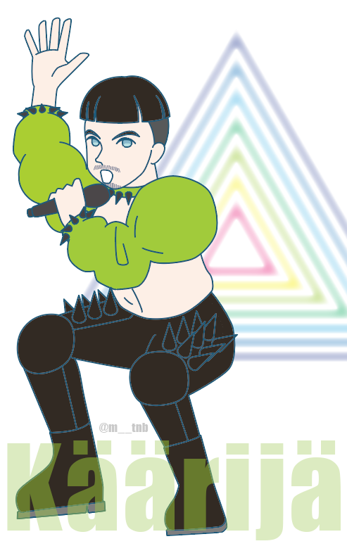 m__tnb's tweet image. 先日過程だけちら見せしてたKäärijäなんとか完成したので。いつもの小さい絵じゃないのでめちゃくちゃ大変でした…
#eurovision2023 #Käärijä