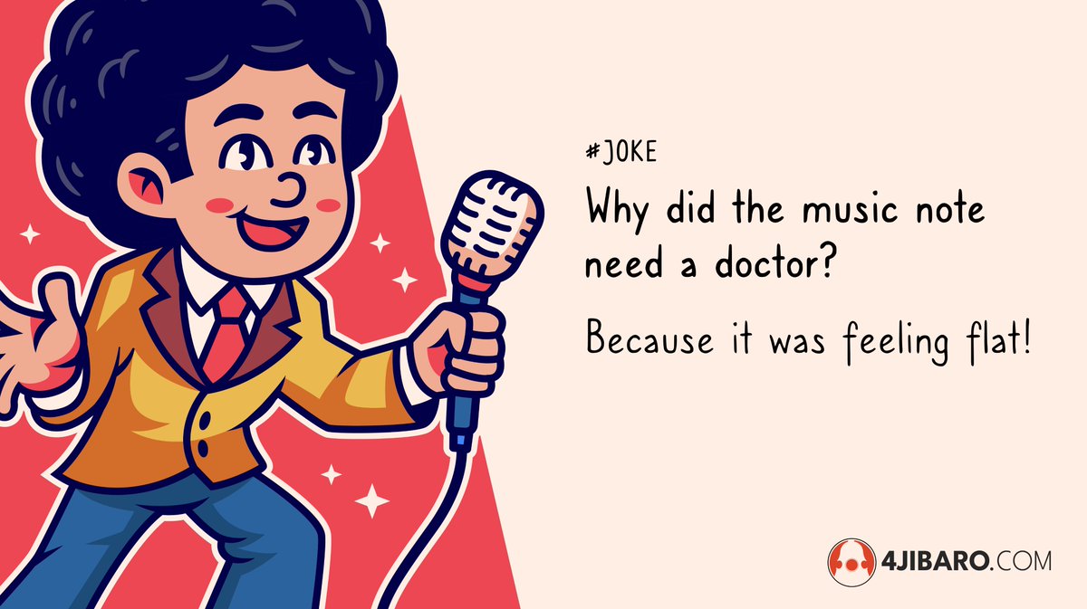 4Jibaro's tweet image. Why did the music note need a doctor? Because it was feeling flat!
.
#joke #musicjoke #music 4jibaro.com