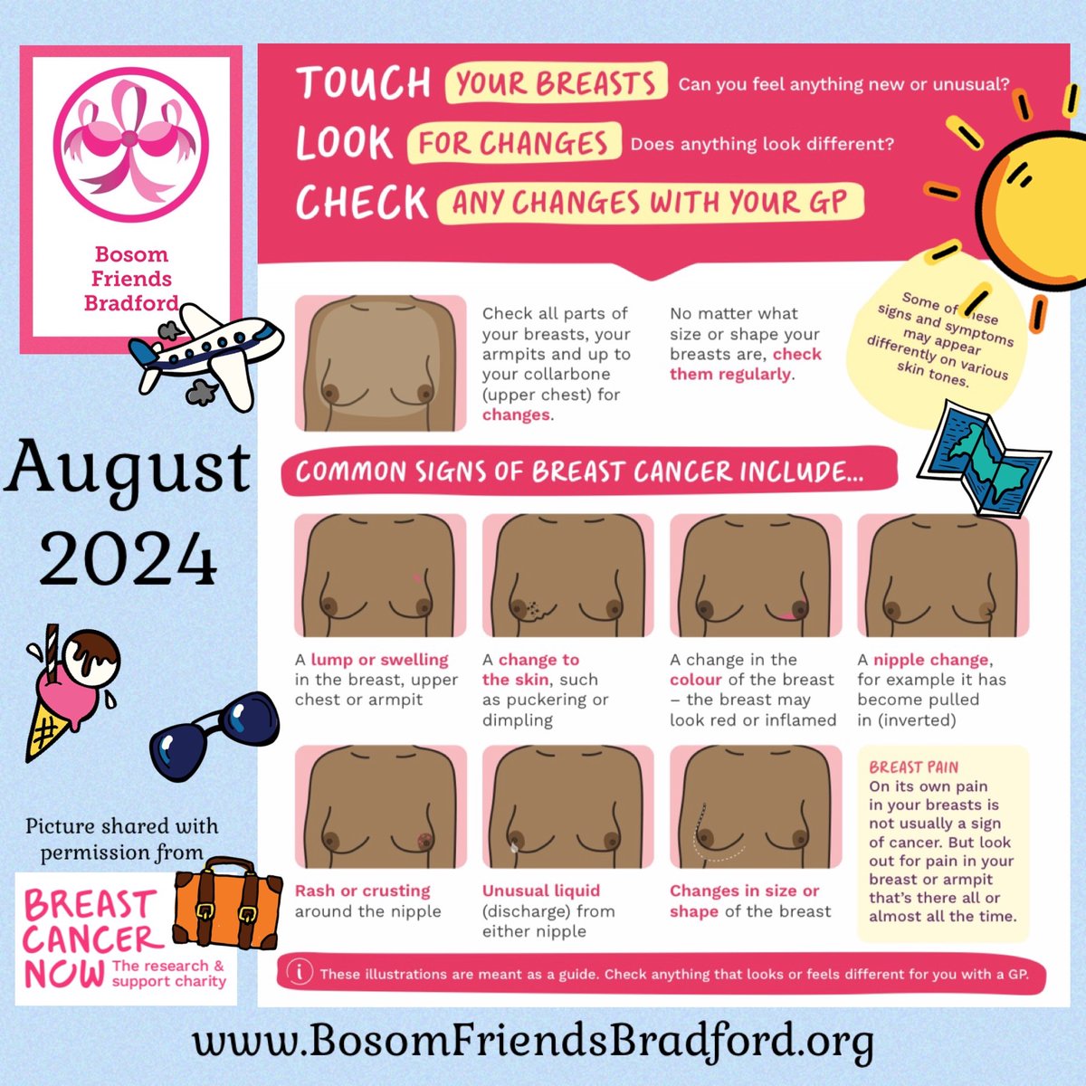 BosomFriendsBfd's tweet photo. Pinch Punch, 1st of the month.
Time for your monthly #Breast check!
Whatever your age, size or shape it's important to get to know your 'normal' &amp; be #BreastAware
It's never too early to start checking your breasts
#BTHFT #BreastCancerAwareness #BreastCancer https://t.co/W8UP18jdoa