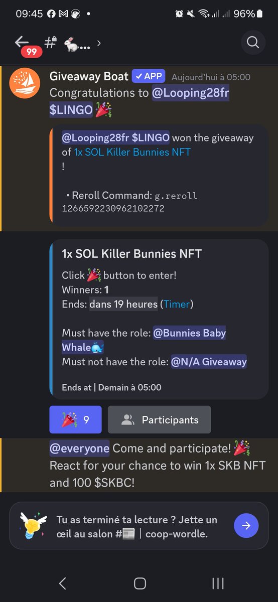Looping28fr | ♥️ $MWIN $BGPS $LINGO (@looping28fr) on Twitter photo Waking up on my birthday and first DC message I see is that I won a GA! Soon I'll be a bunny whale <a href="/SKB_NFT/">SOL Killer Bunnies | The Killer Bunnies Collection</a> Wait for me!!! Waking up on my birthday and first DC message I see is that I won a GA! Soon I'll be a bunny whale <a href="/SKB_NFT/">SOL Killer Bunnies | The Killer Bunnies Collection</a> Wait for me!!!