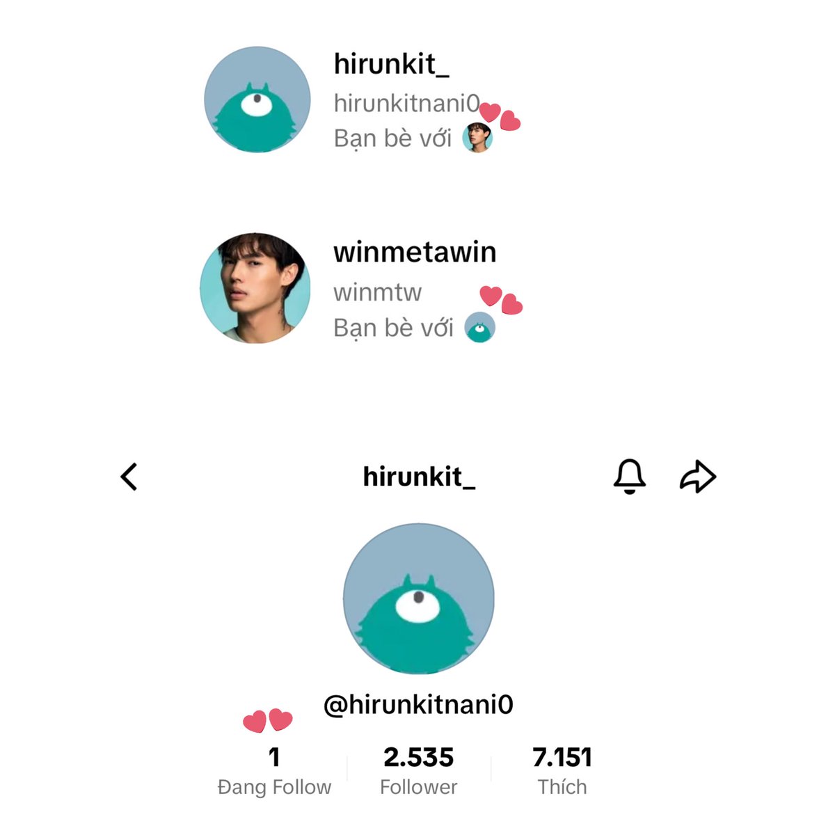 _fairy301_'s tweet photo. On tiktok, Win is friend with Nani. And I checked and saw that Nani is friend with Win? 

Nani only follows one person on tiktok until now?! Is that Win? 🫣👀💚

#winmetawin #hirunkit_
#naniwin #นานิวิน https://t.co/co5QE3dDew