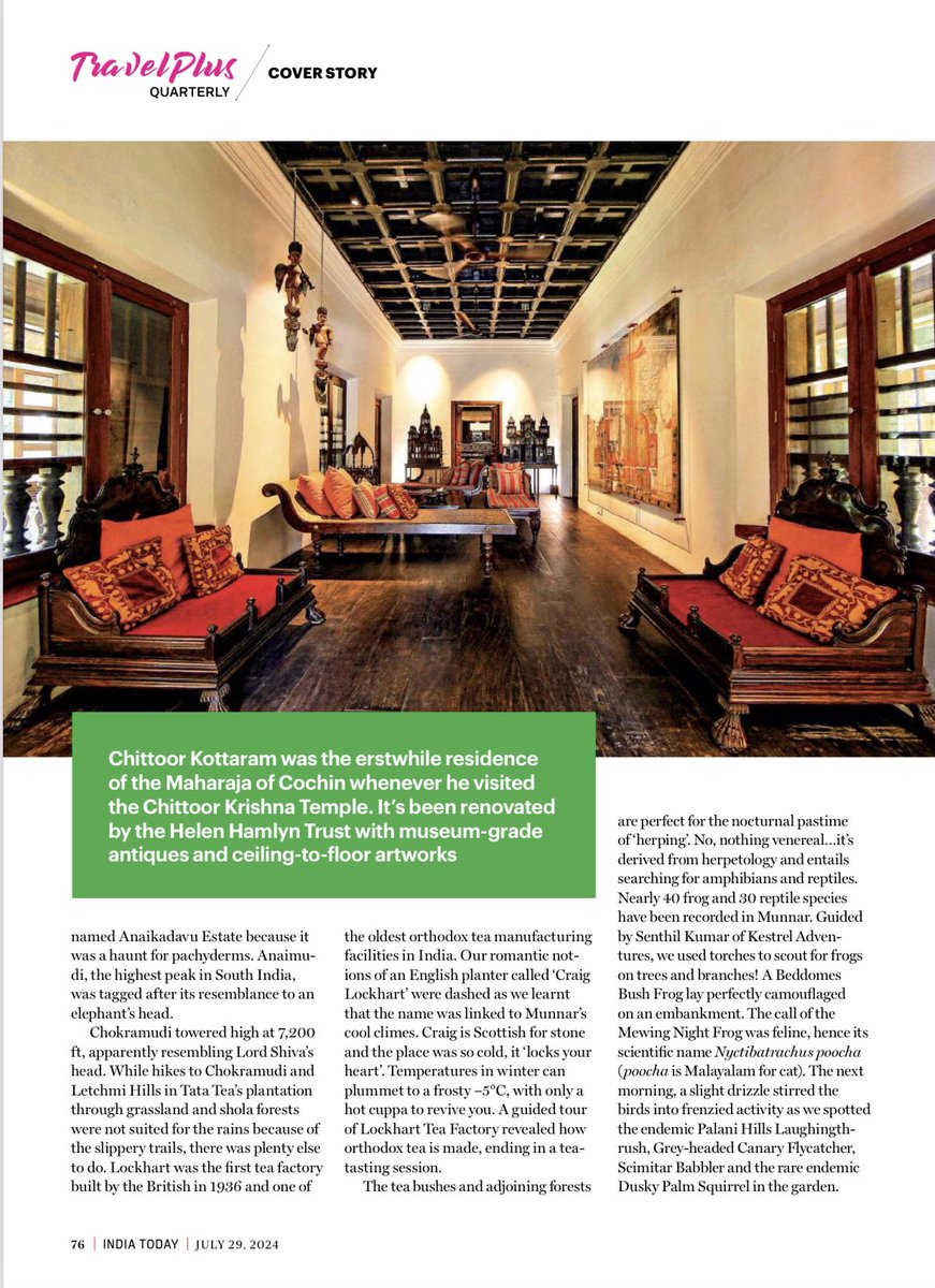 Check out our cover story Chasing the Monsoon in Kerala for <a href="/IndiaToday/">IndiaToday</a> Travel Plus quarterly. Cochin, Munnar and Wayanad with <a href="/cghearth_hotels/">Responsible tourism</a>. indiatoday.in/amp/india-toda…