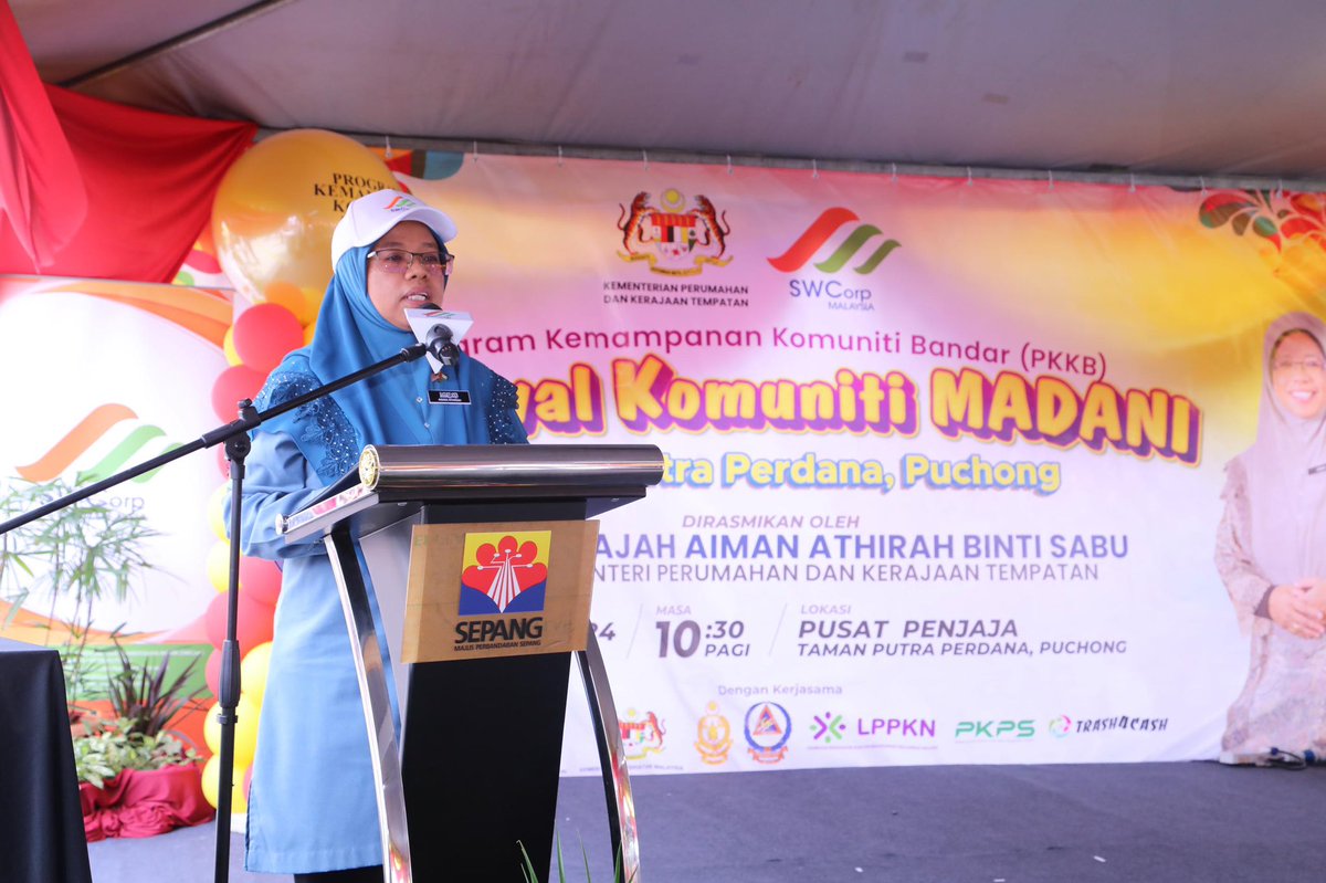 swcorp_my's tweet photo. KPKT melalui SWCorp dengan kerjasama Majlis Perbandaran Sepang (MPS) telah menganjurkan Program Karnival Kemampanan Komuniti Bandar (PKKB): Karnival Komuniti MADANI yang dirasmikan oleh YB Datuk Hajah Aiman Athirah binti Sabu, Timbalan Menteri KPKT. https://t.co/ejpUnWSRYs