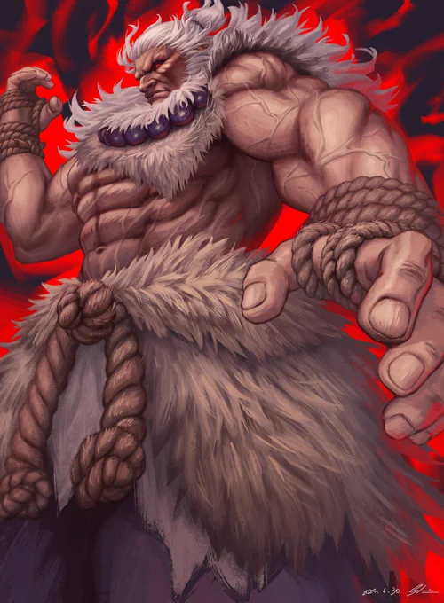 この前のコンテスト用に描いたスト6豪鬼。全身描いたのでせっかくなら載せとく #StreetFighter6
