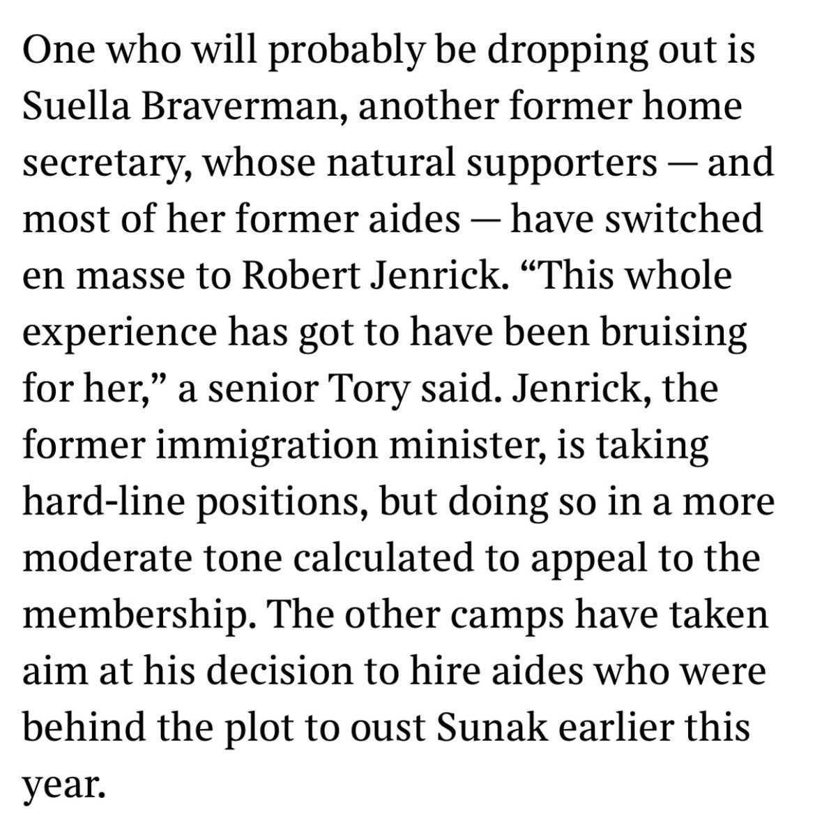 Another week of Tories tearing chunks, as per. Looks like Suella might have peaked too soon 

thetimes.co.uk/article/kemi-b…