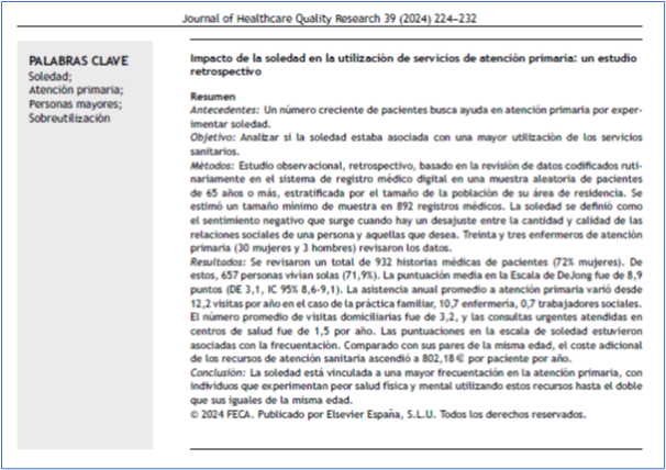 JHealthQualityR's tweet photo. 📰 Loneliness impact on healthcare utilization in primary care: A retrospective study
✏️ Original de JJ Mira et al in the @JHealthQualityR #RevistaSECA #JHQR
👉 https://t.co/r8e14OHmpQ
✅ #QualityHealthcare #loneliness #primarycare #elderly #medicaloveruse https://t.co/o69xmFyM2J