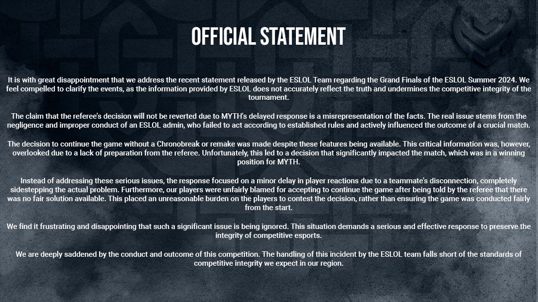 Myth_NL's tweet image. Regarding the @EliteSeriesLOL match of yesterday.