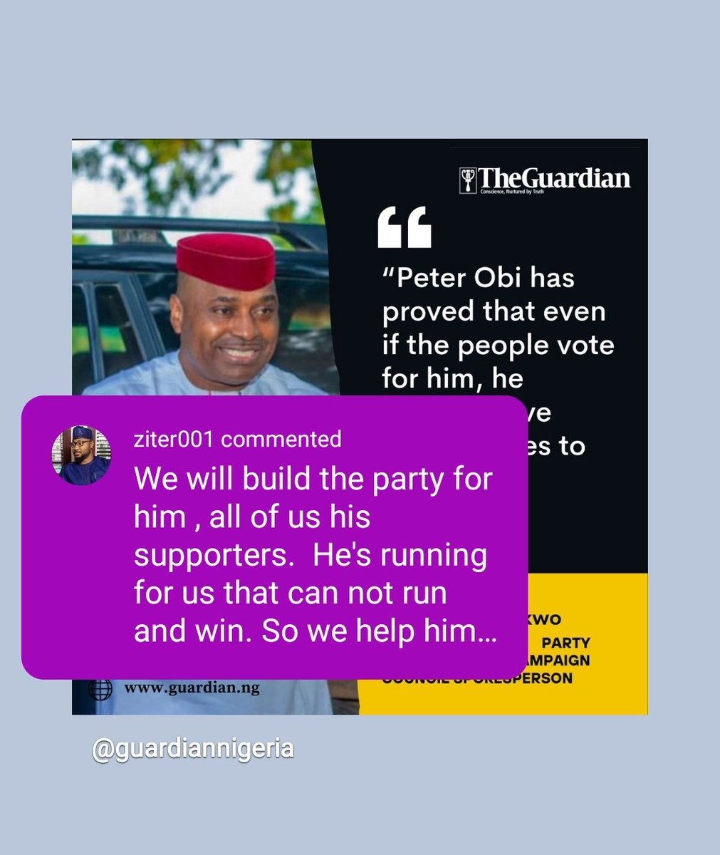 ziter001's tweet image. We will build the party for him , all of us his supporters.  He's running for some of us who can not run and win. So we help him where he failed.  It's called democracy.  Government of the people by the people and for the people. We don't need a super politician. Peter is better…