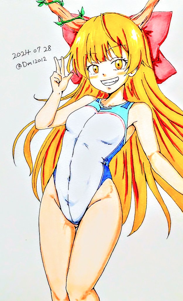 伊吹萃香 「─色鬼─だいぶ久々の競泳萃香そしてさらに久々のアナログカラー版ですこういう感じだ」|D･Mのイラスト