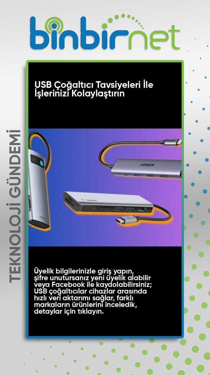 binbirnet's tweet image. Günlük İşlerinizde Kullanım Kolaylığı Sağlayacak USB Çoğaltıcı Tavsiyeleri
 Haberin Devamı İçin binbirnet.com.tr/blog.html 
#Webtekno #USB #teknoloji #bilgisayar #donanım