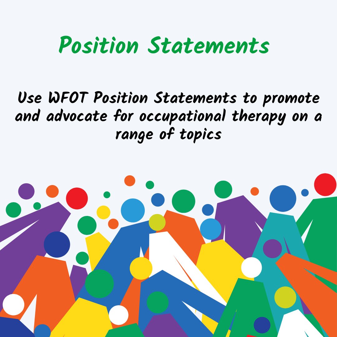 For #WorldOTDay 2024 you can use WFOT Position Statements to promote and advocate for occupational therapy on a range of topics. Position Statements are available in many languages and are free to access on the WFOT website wfot.org/resources