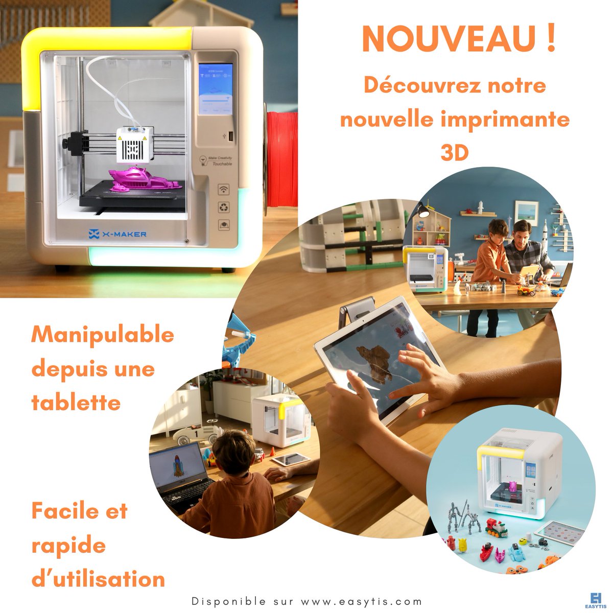 Easytis's tweet photo. 🎲🧩Fabriquez votre matériel pédagogique avec notre imprimante 3D compacte et idéale pour les écoles primaires!
📲Pilotable à partir d'une tablette
➡️Plus de renseignements : https://t.co/ohQCxdgZ5d
#STIAM #impression3D #maker #jecréemonmatérielpédagogique #XMAKER https://t.co/JsLIEzmJZb