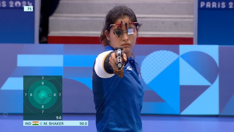 Manu Bhaker wins first medal for India. It’s Bronze #ManuBhaker #PARIS2024