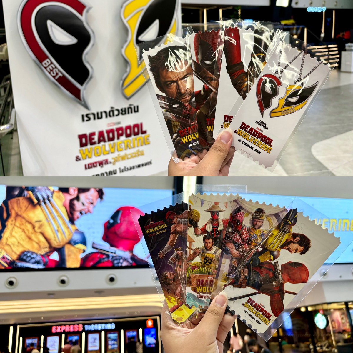 Jubphitnang's tweet photo. ช่วงนี้ใครไปดู #DeadpoolAndWolverine ที่โรงหนัง SF และเป็นสมาชิก SF+ อยู่แล้ว อย่าลืมไปแลก Collectible Tickets มาด้วยน้า เรื่องนี้ก็คือมี 8 แบบให้เก็บเลยทีเดียว
โดยเฉพาะลายมวยไทย, ลิเก, ตลาดน้ำ นี่น่าเก็บมาก ๆ พอมาพรินต์ออกมาอยู่บนกระดาษแล้วสีสวยมาก
#DeadpoolAndWolverineTH https://t.co/yk7WqGrEkD