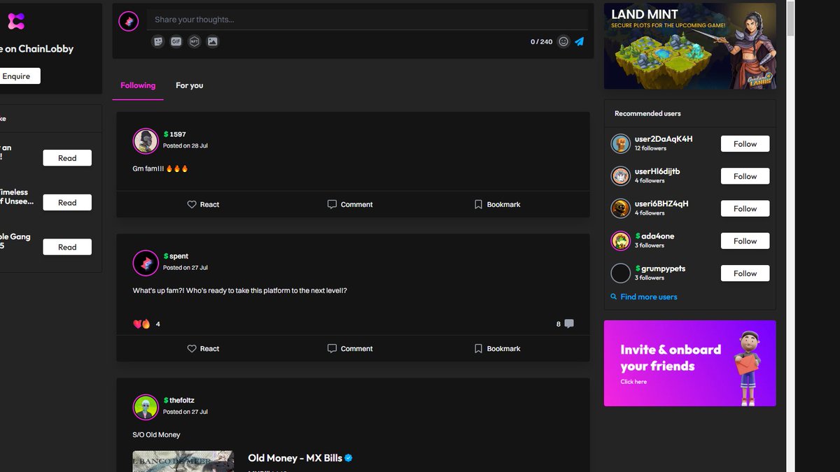 Have you checked out <a href="/chain_lobby/">Hey GM!</a> yet?

@_dan_chain and <a href="/DigitisedLipstk/">Kirsty</a> have created the first enterprise grade web 3 social media platform!

chainlobby.com/?join=INV-6GL9… Here's an invite link to check it out!

#Cardano native, #Ethereum &amp; #Solana coming and more to come!