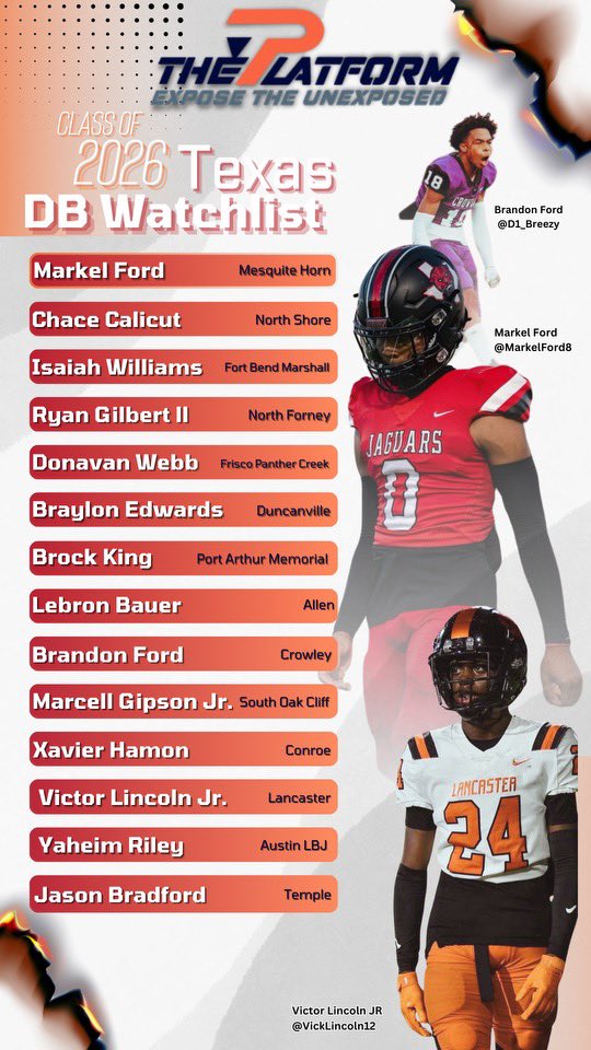 Tx C/O 26 DB Watchlist
<a href="/Marcellgipson_2/">Marcell Gipson Jr/Gip</a> <a href="/MarkelFord8/">Markel “agentzer0” Ford</a> <a href="/D1_beezy/">Brandon Ford</a> <a href="/YaheimRiley/">Yaheim Riley</a> <a href="/XavierHarmon24/">Xavier Harmon</a> <a href="/jasonbradford26/">Jason Bradford</a> <a href="/BraylonEdward10/">Braylon Edwards 4⭐️</a> <a href="/VickLincoln12/">Victor Lincoln JR</a> <a href="/bauer_lebron/">LeBron Bauer</a> <a href="/brockking_21/">Brock “ boobie⭐️ ” King</a> @DonovanWebb21 <a href="/isaiah12__/">Isaiah Williams</a> <a href="/CalicutChace/">Chacedahbag</a> <a href="/RyanGilbertII1/">Ryan “Deuce” Gilbert II</a> 

<a href="/Marchen44/">On Da Marc Sports🏈</a> ✍🏾
<a href="/HenPrints/">Hen_Credible Prints</a> 🎨

theplatform.drsportz.com/2024/07/27/the…