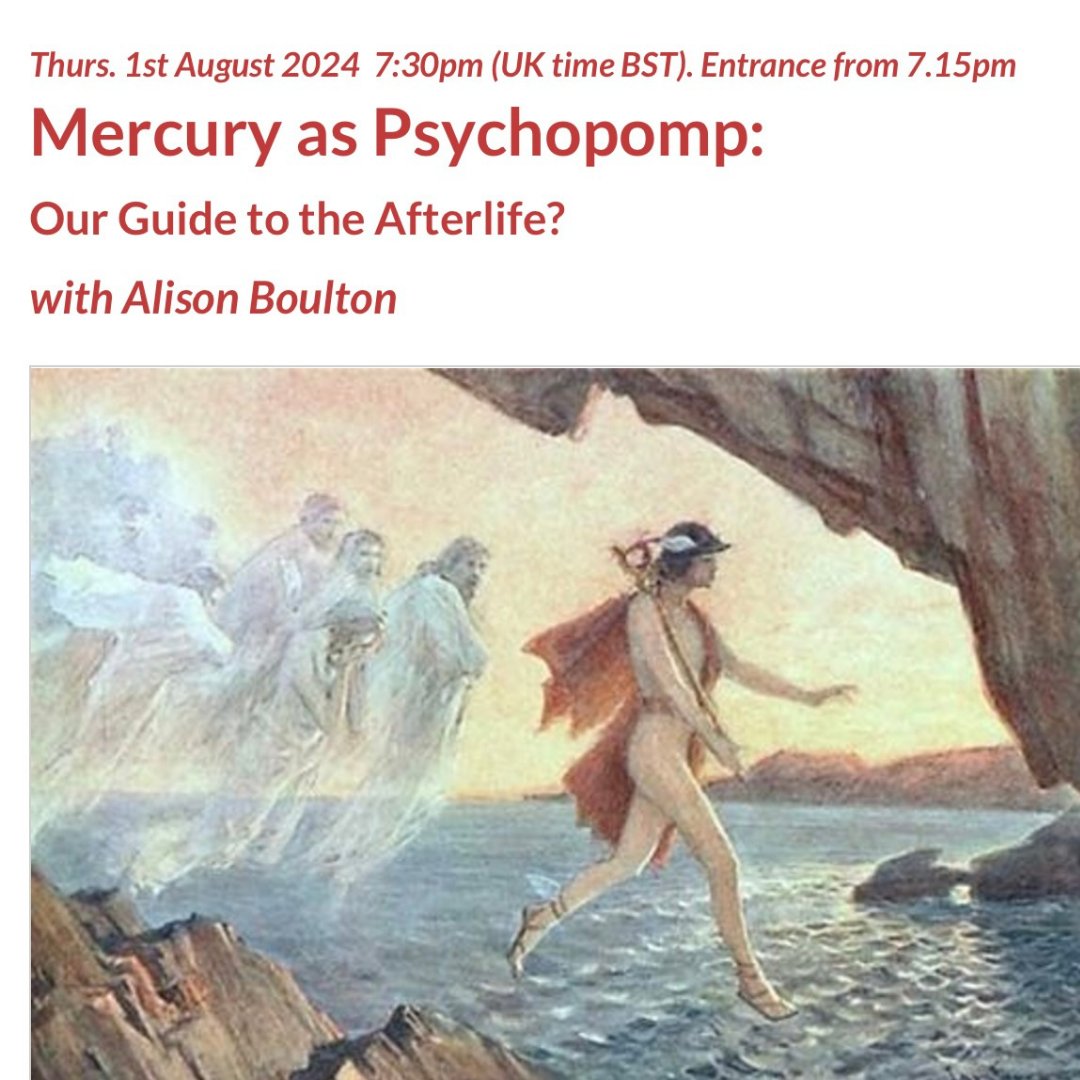 #Mercury as #Psychopomp. 🦋 AQUARIUS SEVERN talk this Thursday 1st August 2024

Delighted to be speaking with this astrology group.
Currently slightly obsessed by this topic!

#Mercury #Mercuryaspsychopomp #astrologytalk  #hermes  #astrology #astrologyreadings #psychopomp  #myth