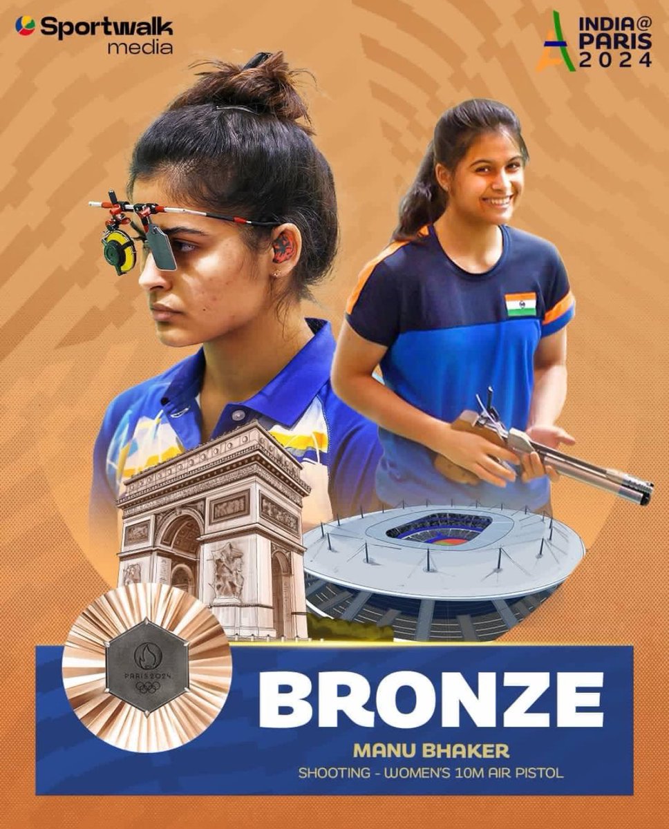 Godara__OP's tweet photo. #Paris2024 ओलम्पिक में भारत के लिए कांस्य पदक जीतने पर मनु भाकर को बहुत-बहुत बधाई एवं शुभकामनाएँ। Manu Bhaker #ManuBhaker 

#ManuBhaker #Paris2024   #ParisOlympics #OlympicGamesParis #IndianSports #IndianShooting #Cheer4India #TeamIndia https://t.co/WJYox8VLRN