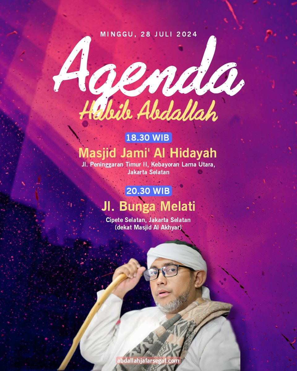 Agenda Habib Abdallah Bin Ja'far Assegaf
Minggu, 28 Juli 2024