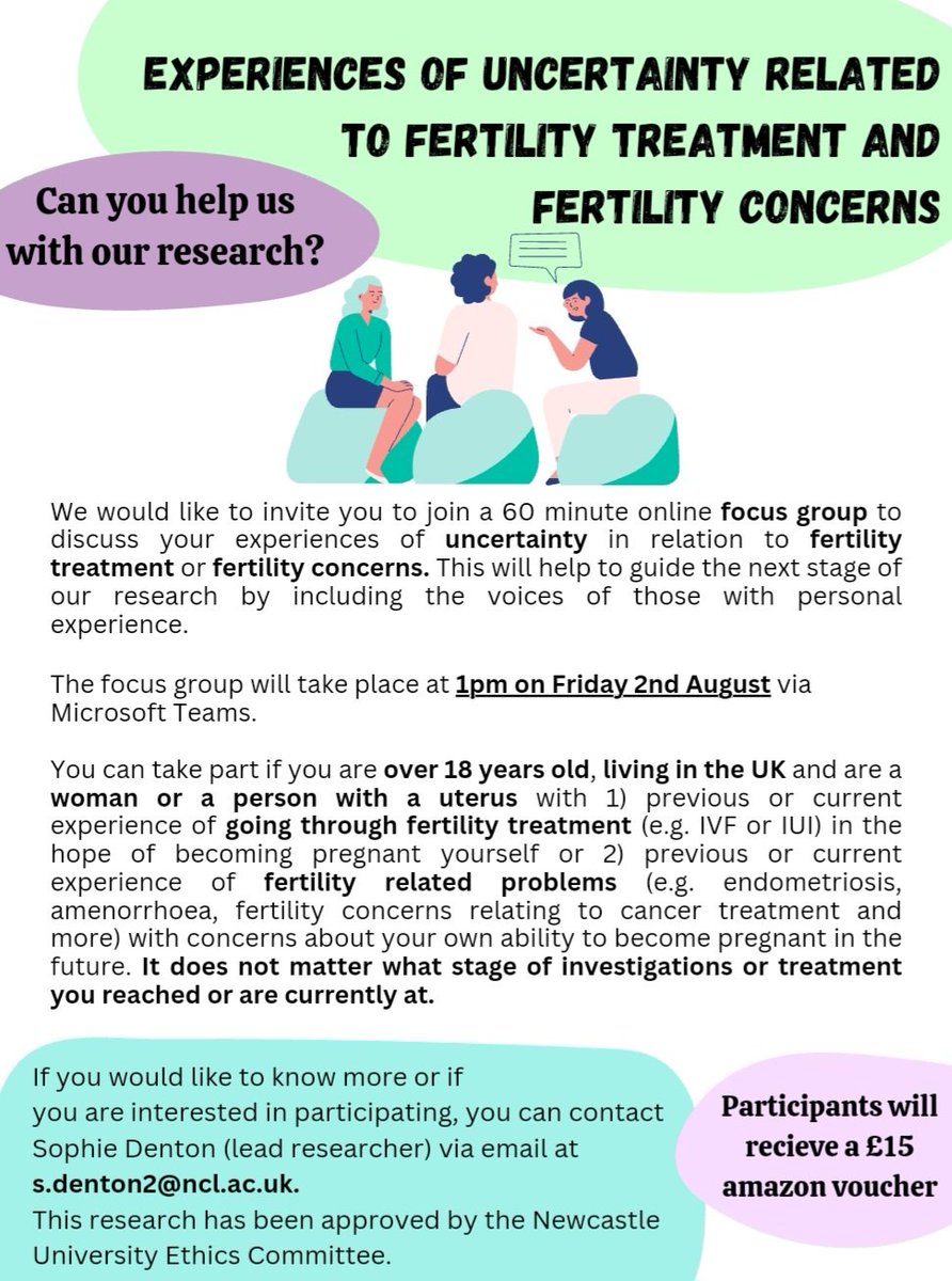 New date added! Can you help us with our research that aims to understand more about the uncertainty experienced during fertility treatment and fertility problems? More info below: