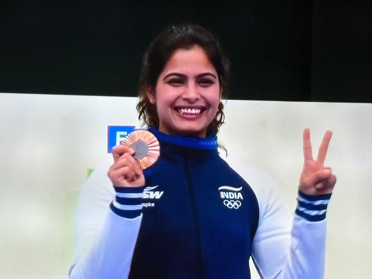 AwasthiAwanishK's tweet photo. Heartiest Congratulations to @realmanubhaker on securing India's inaugural bronze medal in the 10m Pistol event as a first female athlete in Paris Olympic 2024 @Olympics ! Your commitment and perseverance have brought great pride to the nation.
#Parisolympic #ShootingEvent #IndiaRises #IASAwanishKAwasthi
#AwanishKAwasthi