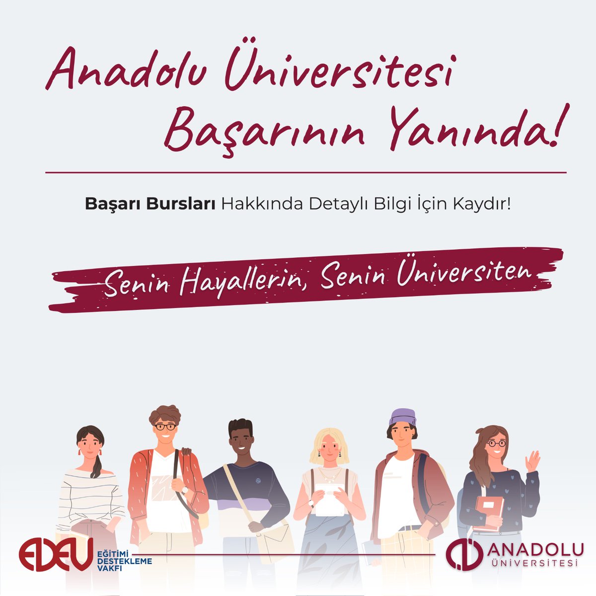 Anadolu_Univ's tweet photo. Eğitimi Destekleme Vakfı (EDEV) Anadolu Üniversitesi Başarı Bursları ile Üniversiten başarının yanında ❗️
Karşılıksız burs olanakları için
🖥 https://t.co/rV4hV1lvRy adresini ziyaret edebilirsiniz.
#AnadoluÜniversitesi #EDEV #TercihimAnadolu #Burs #yks2024 #tercih https://t.co/6xijskIVms