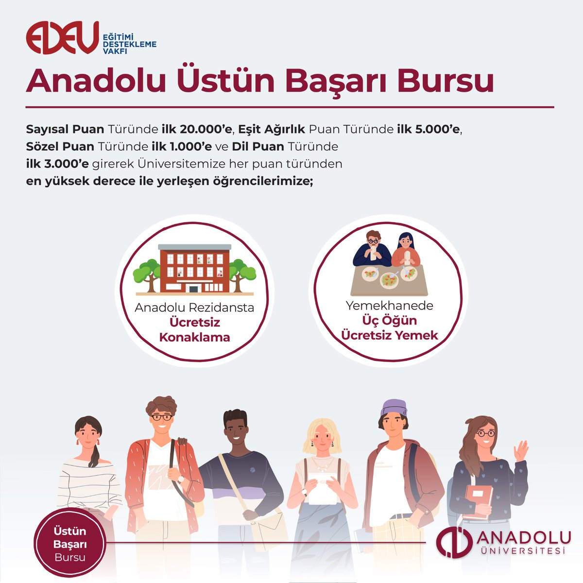 Anadolu_Univ's tweet photo. Eğitimi Destekleme Vakfı (EDEV) Anadolu Üniversitesi Başarı Bursları ile Üniversiten başarının yanında ❗️
Karşılıksız burs olanakları için
🖥 https://t.co/rV4hV1lvRy adresini ziyaret edebilirsiniz.
#AnadoluÜniversitesi #EDEV #TercihimAnadolu #Burs #yks2024 #tercih https://t.co/6xijskIVms