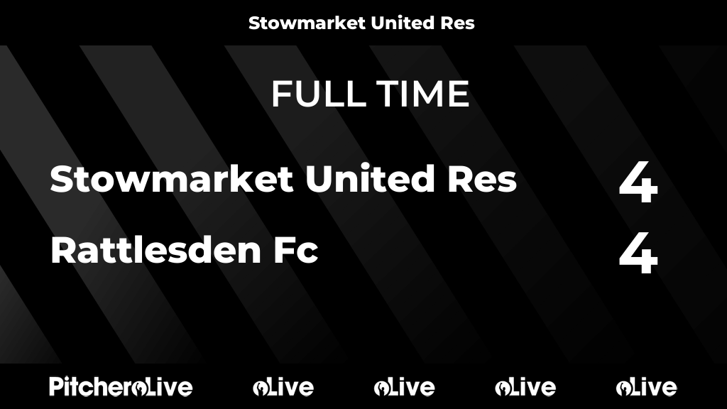 StowmarketUtdFc's tweet photo. FULL TIME: Stowmarket United Res 4 - 4 Rattlesden Fc
#STORAT #Pitchero
https://t.co/0jlYRrAzZT https://t.co/ZdZEXfCAR9