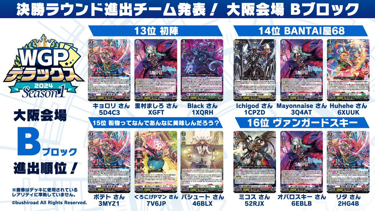 🎉#ヴァンガード WGP #デラックス 2024 Season1 大阪会場 Bブロック