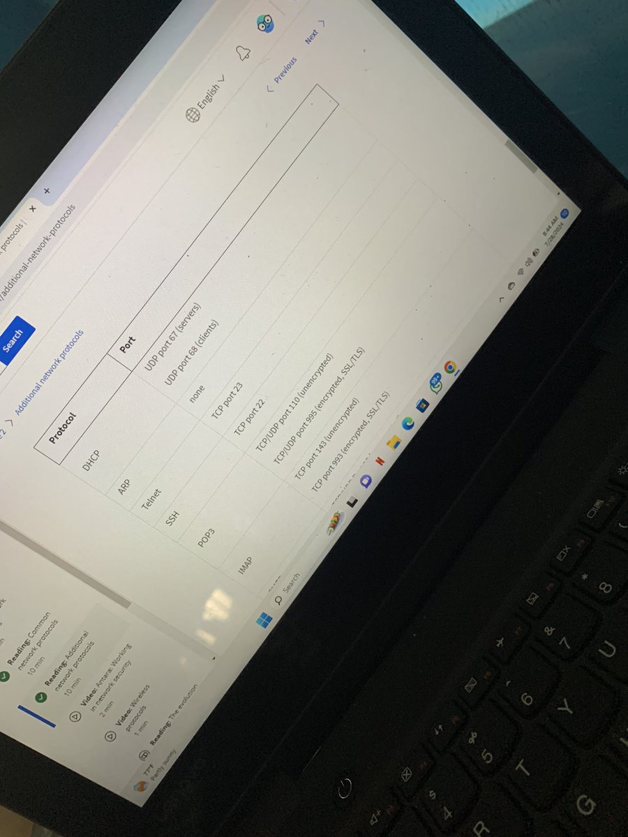 JirehsChild's tweet image. Day 13: Today’s learning focused on additional network protocols and wireless protocols. Expanding my knowledge on how these protocols function is vital for robust cybersecurity practices. Onward and upward! 🚀 #Cybersecurity #NetworkProtocols #WirelessProtocols #LearningJourney