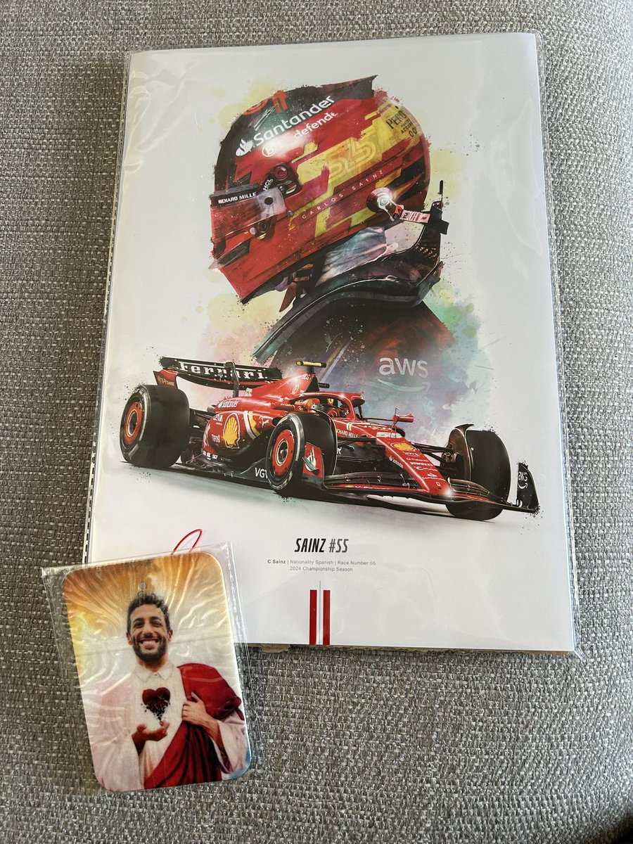 Good day for birthday today, <a href="/F1/">Formula 1</a> <a href="/SkySportsF1/">Sky Sports F1</a> race on later, Sunday lunch and even got some F1 related presents. 
Thanks <a href="/Emma_Alma/">Emma</a>, new <a href="/Carlossainz55/">Carlos Sainz</a> picture and <a href="/danielricciardo/">Daniel Ricciardo</a> air freshener for my car, he smells nice 😂😂
Good Luck today! 

#Formula1 #birthday #presents