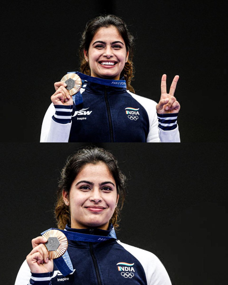 mufaddal_vohra's tweet image. Manu Bhaker with the Bronze Medal.

- Picture of the day. 🇮🇳